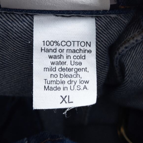 ICE LOOK Denim Jumper Dress Gold Buttons Stud Trim Western Style USA Vintage XL - Picture 12 of 12